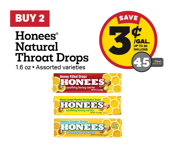 Buy 2 Honees 1.6oz Stick Earn 3 Cents Per Gallon or 45 Fleet Points