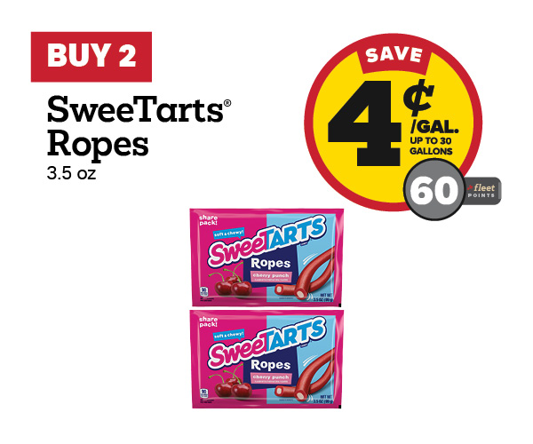 Buy 2 SweeTarts Ropes 3.5oz Share Pack Earn 4 Cents Per Gallon or 60 Fleet Points