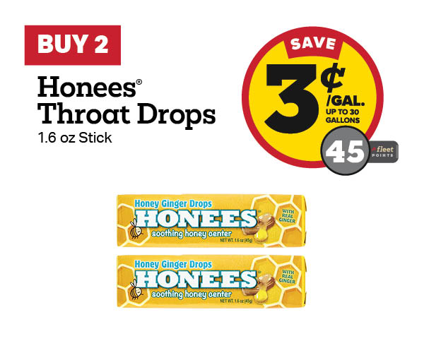 Buy 2 Honees 1.6oz Stick Earn 3 Cents Per Gallon or 45 Fleet Points