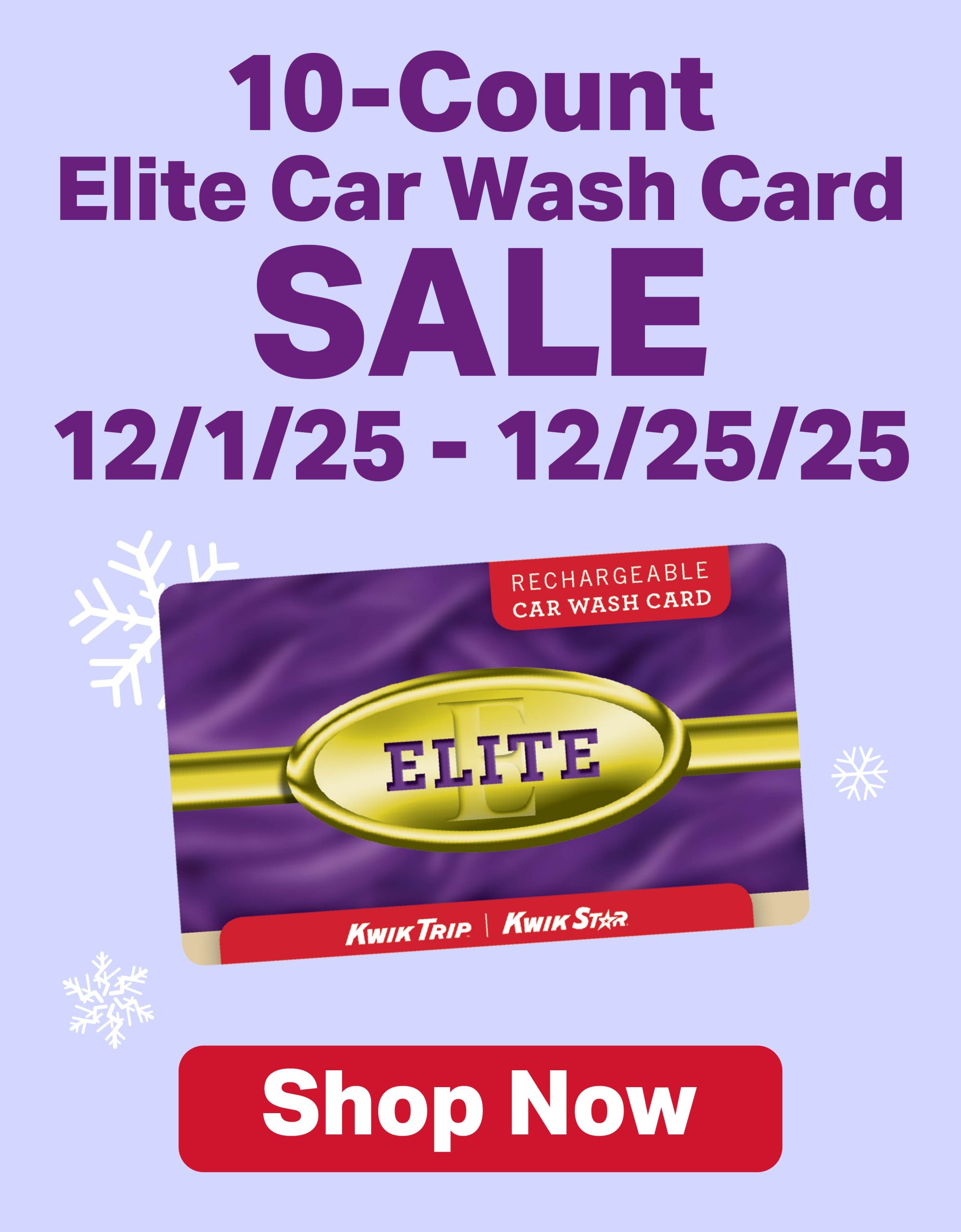    10-count elite car wash card sale 12/1/25 - 12/25/25