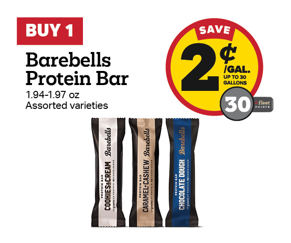 Buy 1 Barebells Protein Bar 1.94-1.97oz Earn 2 Cents Per Gallon or 30 Fleet Points